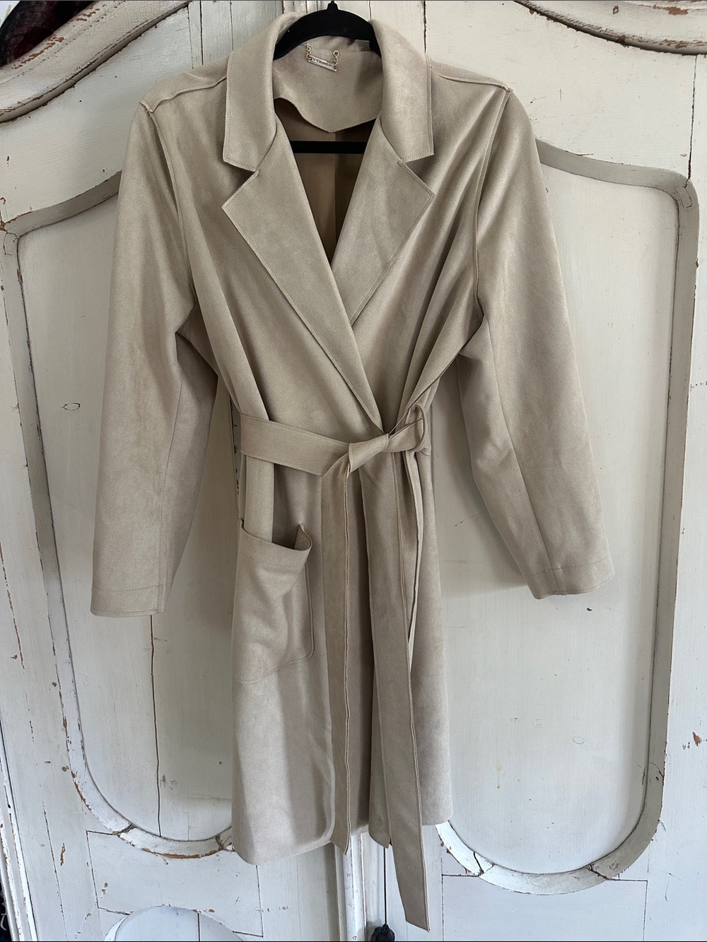 Womens Cream Belted Trench Coat